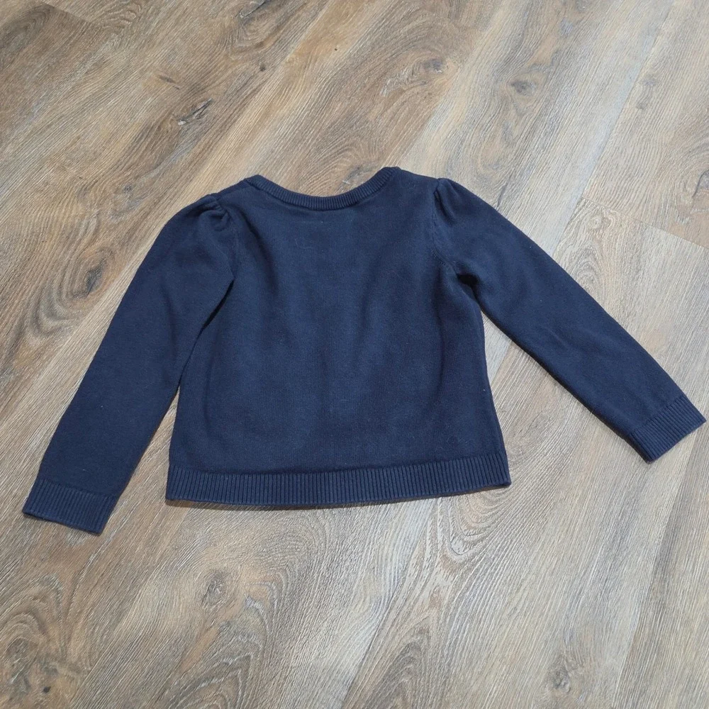Gymboree Girls Navy Blue Apple Cardigan Sweater 5T Cotton Knit Back to School